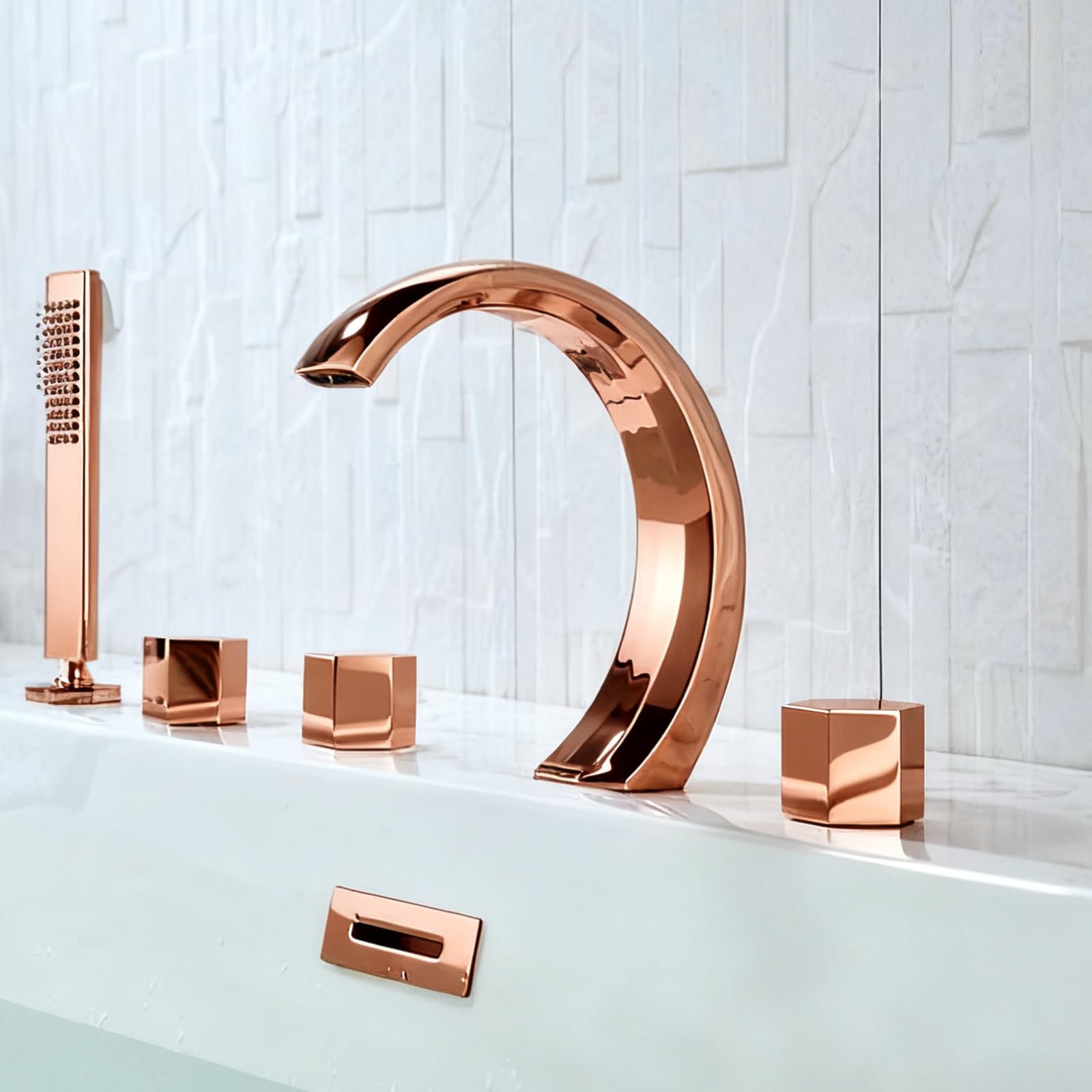 ZQFHSX Brass Shower Mixer Tap with 5 Holes - Finish, Bath Taps for Modern Bathrooms