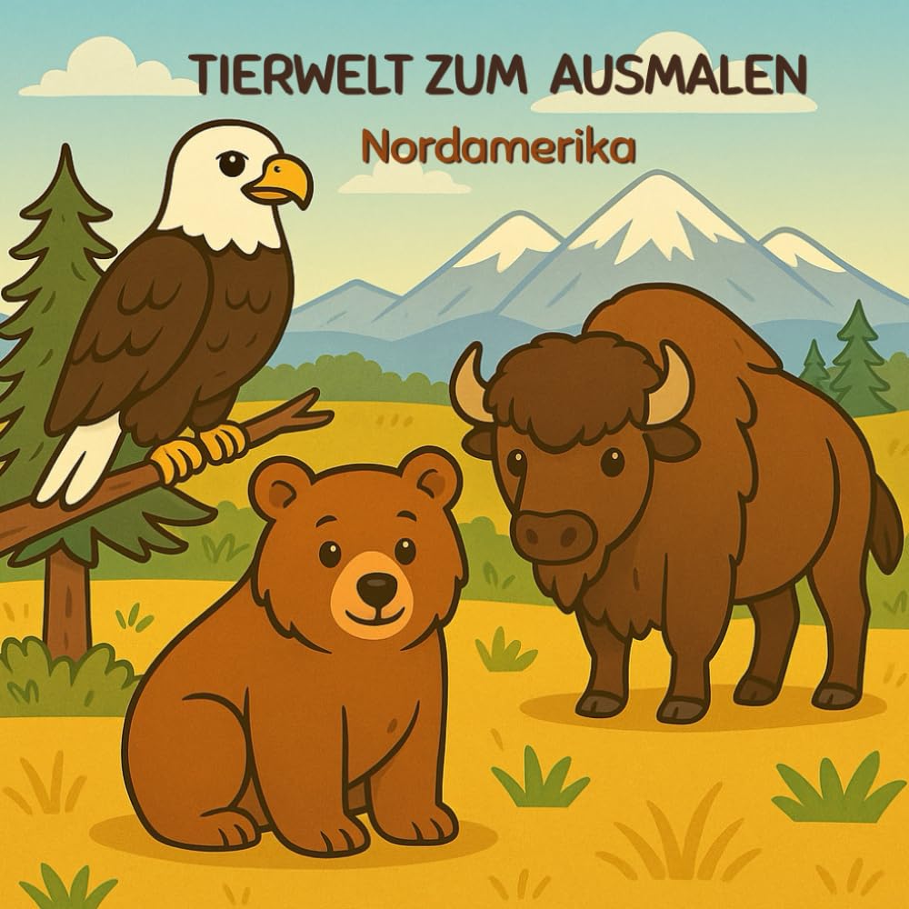 Tiere aus Nordamerika – Mein Lern-Malbuch: 30 Ausmalmotive mit Grizzlybär, Bison, Weißkopfseeadler & Co. – Nordamerikas Tierwelt entdecken, Wissen ... – Lern-Malbuch Reihe für Kinder ab 3 Jahren)