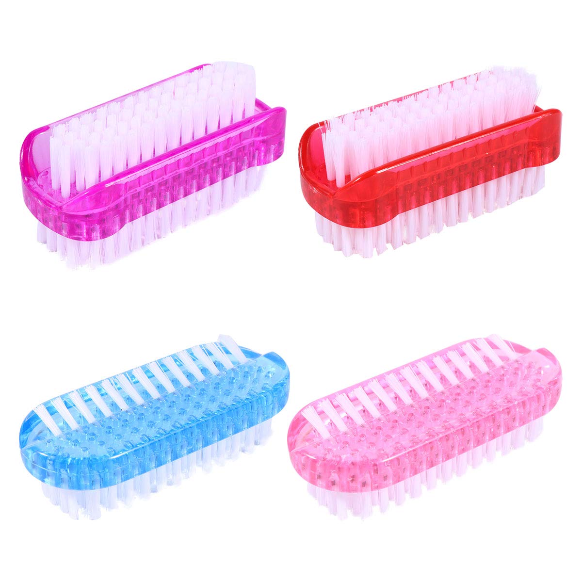 4Pcs Nail Art Brushes Nail Dust Brushes Nail Cleaning Brushes Portable Nail Cleaner Manicure Supplies for Home Salon (Pink Blue Purple Red)