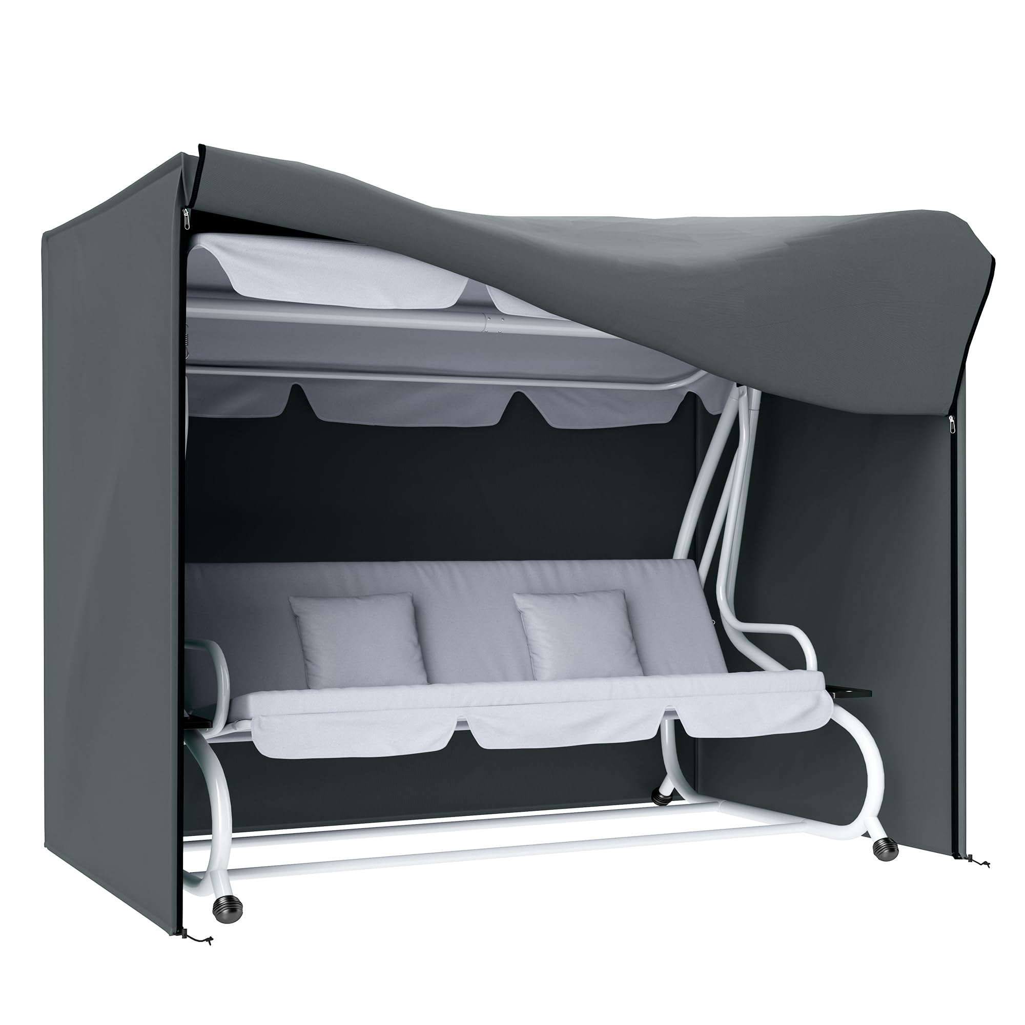 Outsunny Grey 3 Seater Garden Swing Chair Cover Windproof And Anti-Uv