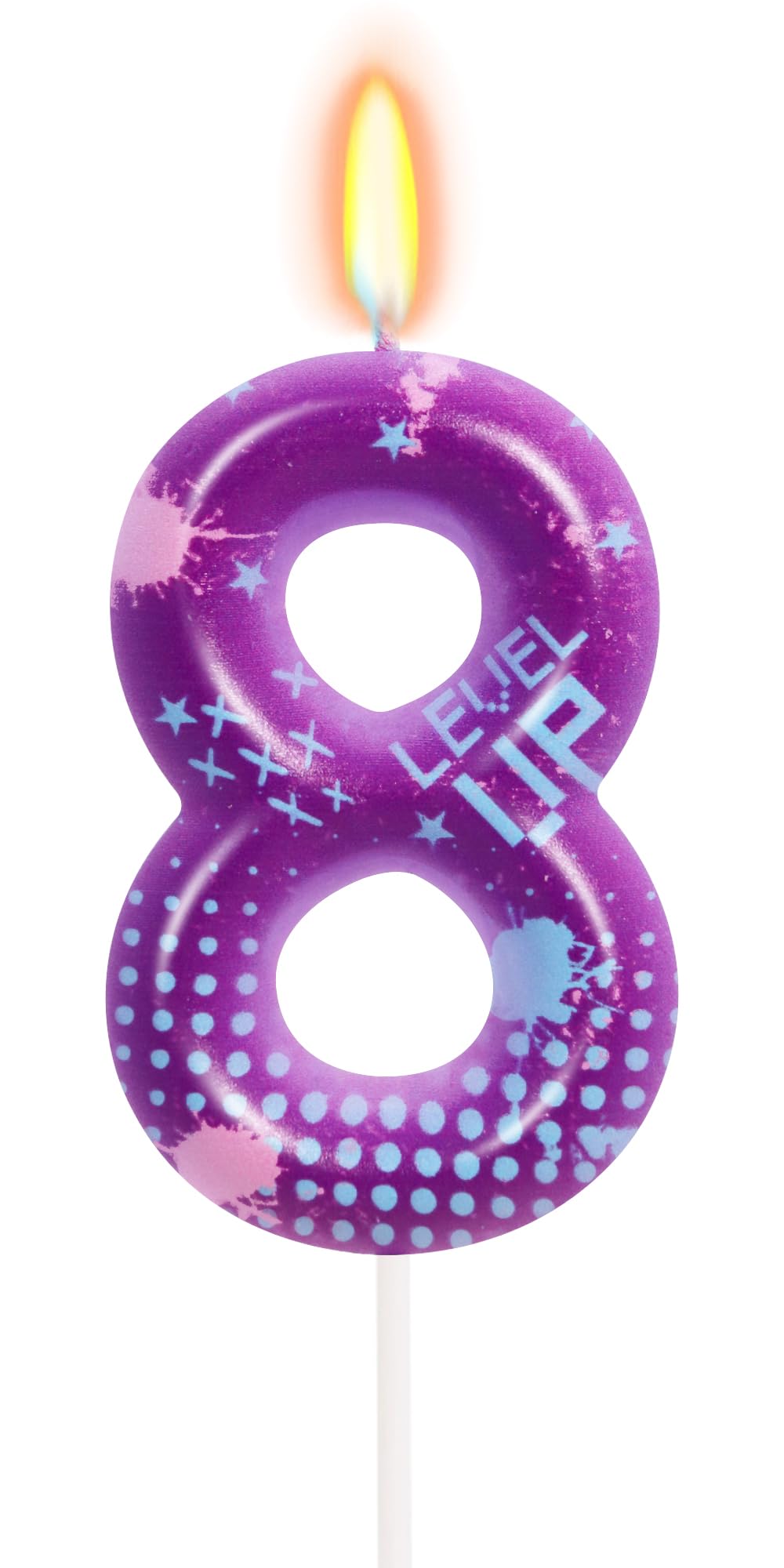 STG Birthday Candles for Boys - Number 8 Candle for Video Game Birthday Cake Topper, Fort Battle Level Up Sandbox Games Birthday Party Supplies (