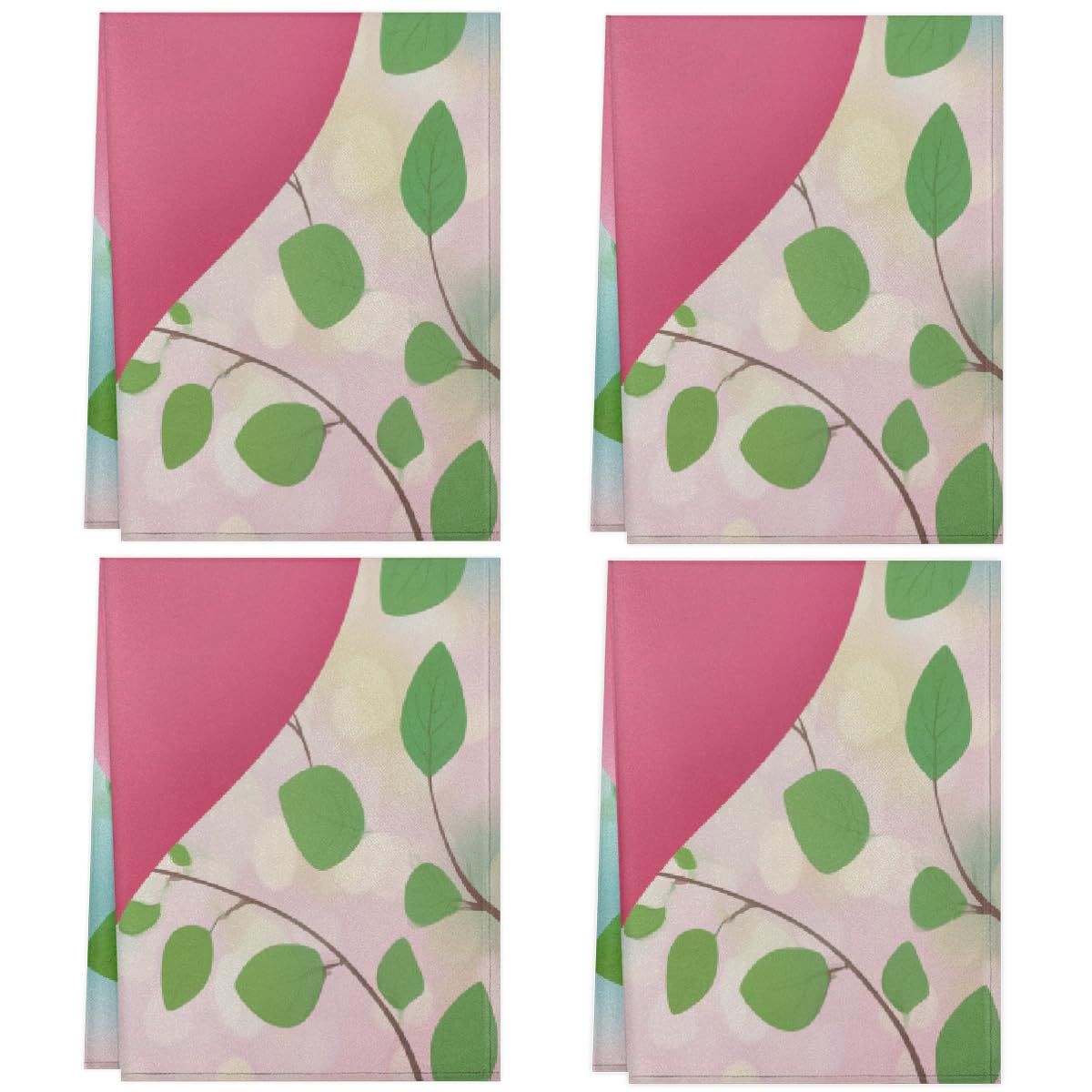 Torchons microfibre rose 45x72cm lot de 4 essuie-mains absorbants motif cœur