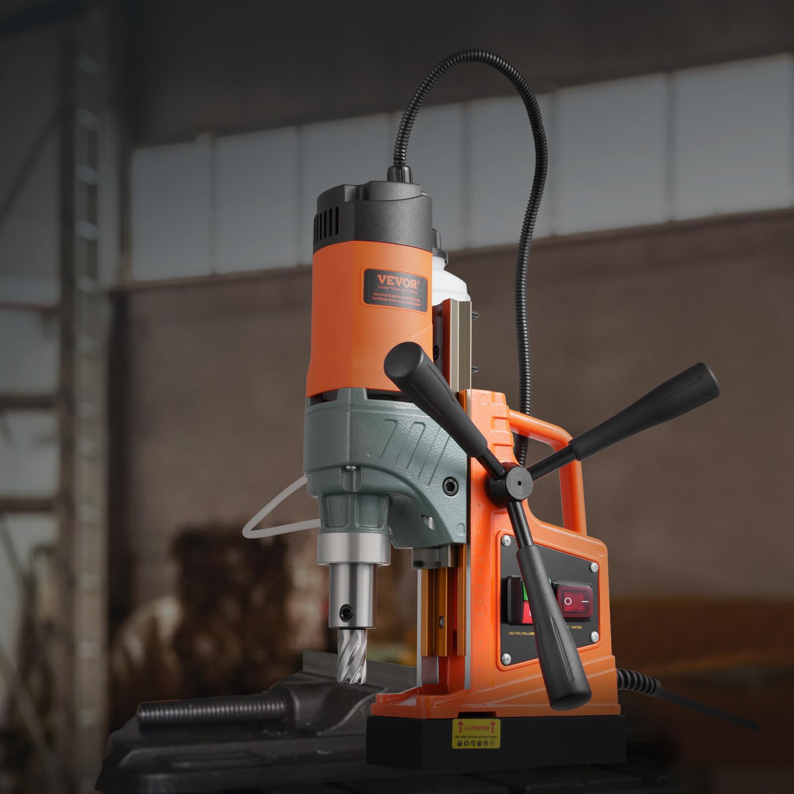 VEVOR Taladro Magnético 1450 W Taladro Prensa Portátil 12500N Velocidad continua de 850 rpm Diámetro del Orificio de Broca Central de 40 mm Profundidad de Perforación de 50 mm Taladro Electromagnético