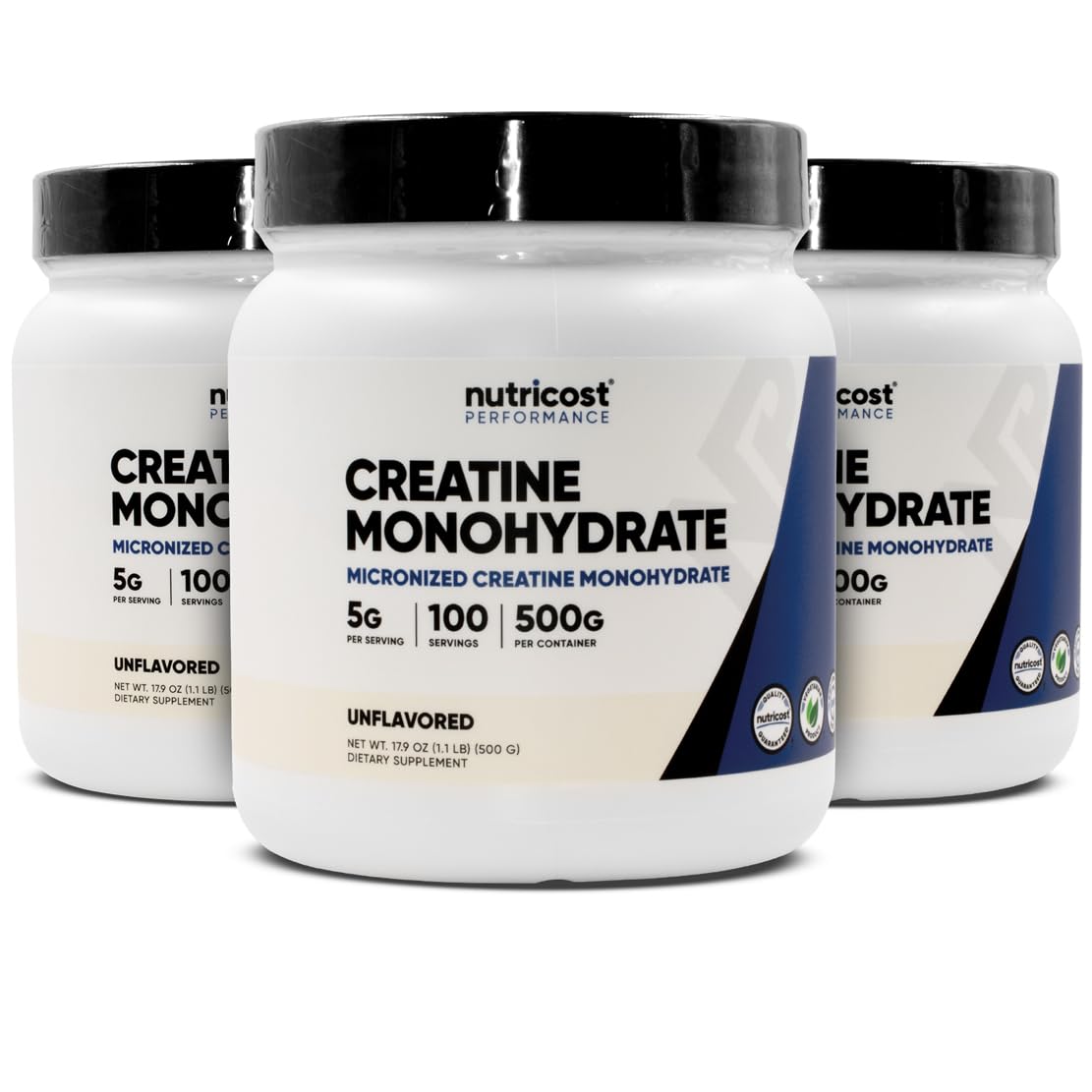 Nutricost Bulk Pack - 3 Pack Creatine Monohydrate Micronized Powder - 500G, 5000mg Per Serv (5g) - Micronized Creatine Monohydrate, 100 Servings, 17.9 Oz (3 Pack)