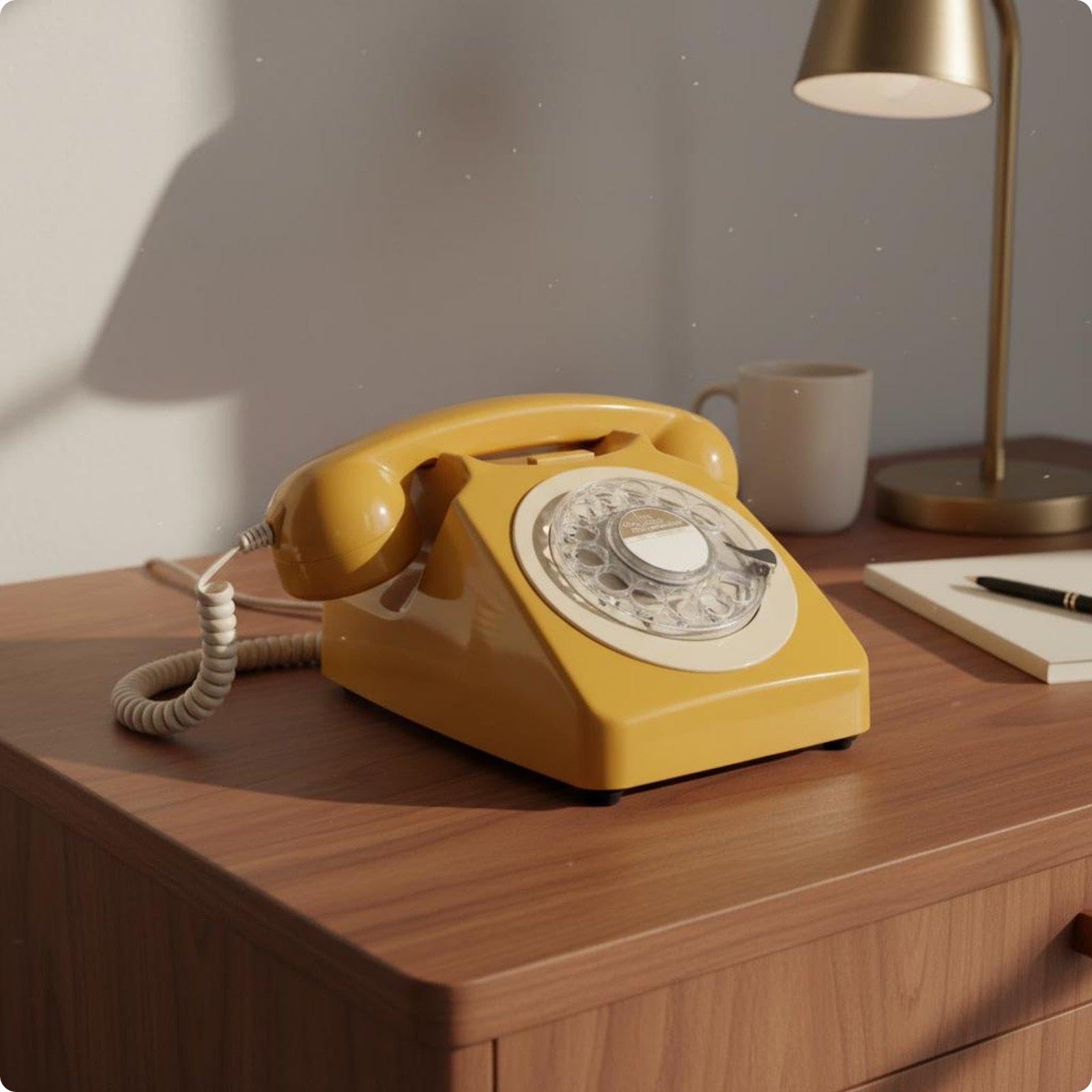 Classic Rotary Desk Phone Metal Bell Chime Retro Rotary Phone Vintage Wired Telephone Telephone for Office, Study Room Yellow-image-39