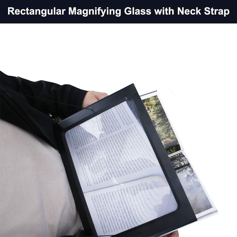 Lupa De Lectura Recargable Con Luz De 5 Aumentos, Lupa De Página Grande Con Luz LED Para Personas Mayores Con Baja Visión, Lupa Plegable De Mano, Ligera Y Rectangular Para Leer