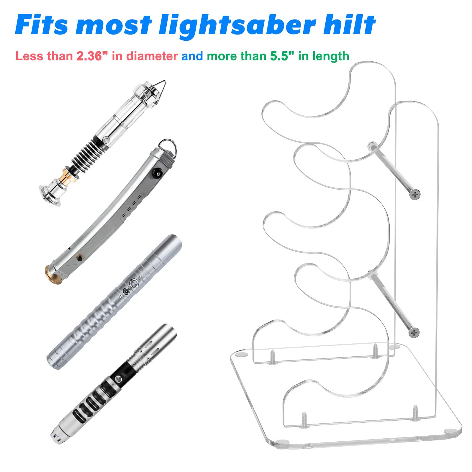 Cosmos Lightsaber Stand Acrylic Sword Display Stand Desktop 2 Tier Lightsaber Display Rack Light Saber Hilt Horizontal Fixed Stand Decorative Holders
