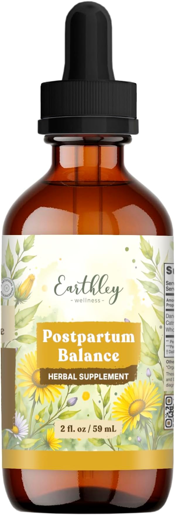 Earthley Wellness Postpartum Balance, Supports and Balances Female Hormones, Supports Postpartum Recovery, Smooths Out Mood Swings, Essential Herbs Like Dandelion Root, Catnip, & Alfalfa (2oz)