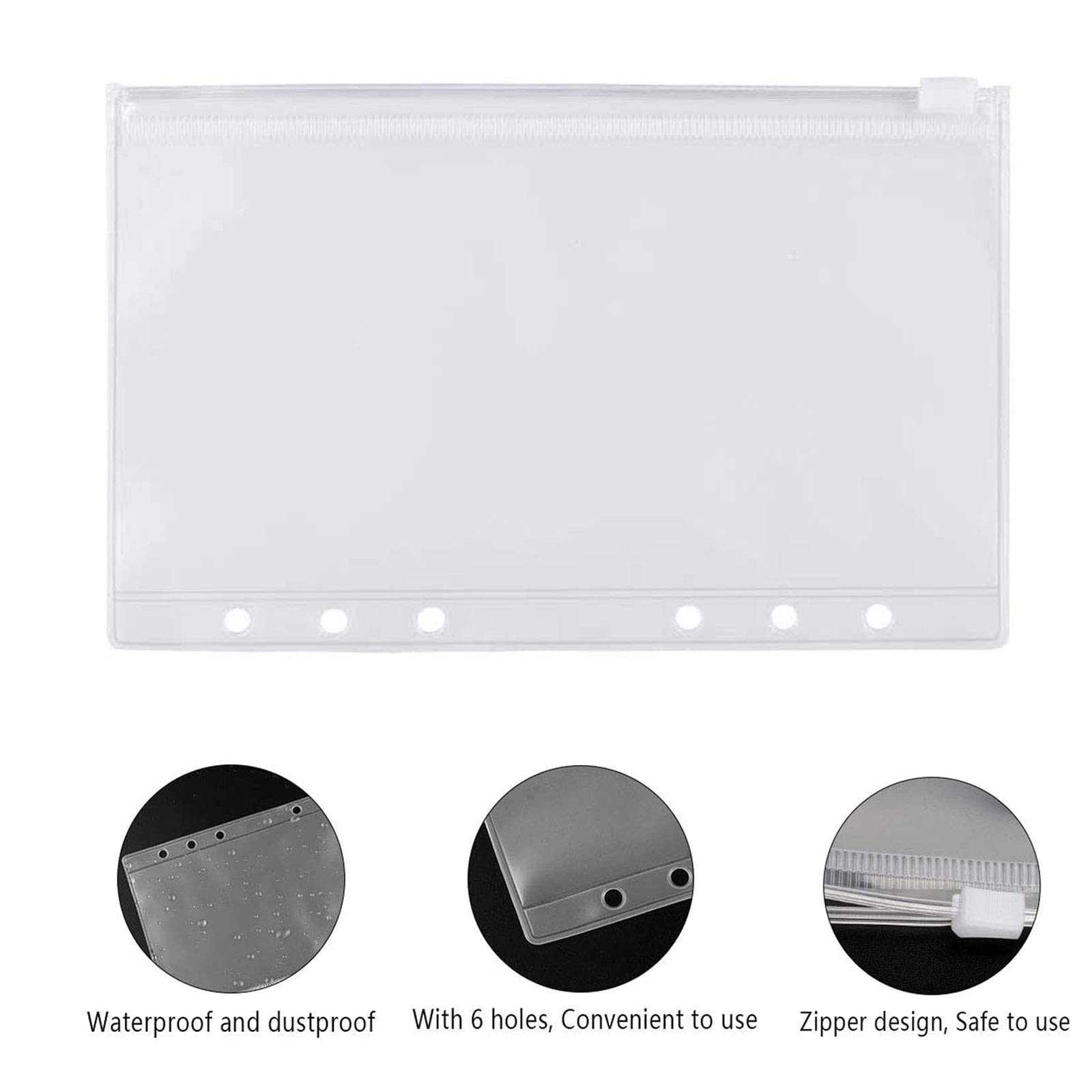 24 Tasche Raccoglitore A6 Con Cerniera | Buste Trasparenti Impermeabili 6 Fori | Per Carte, Soldi E Documenti - Foto 2