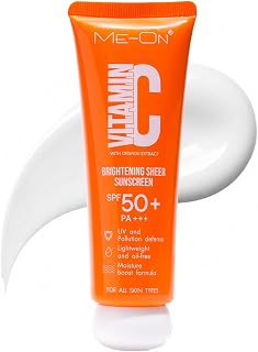 ME-ON Vitamin C Brightening Sheer Sunscreen with SPF50+ PA+++ | Oil-Free Formula | Lightweight | Moisturising | UV and Pol... Price In India