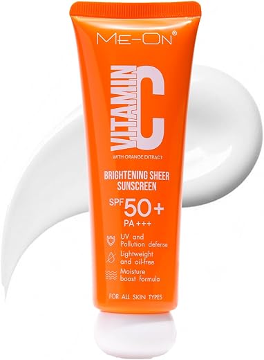 ME-ON Vitamin C Brightening Sheer Sunscreen with SPF50+ PA+++ | Oil-Free Formula | Lightweight | Moisturising | UV and Pol...