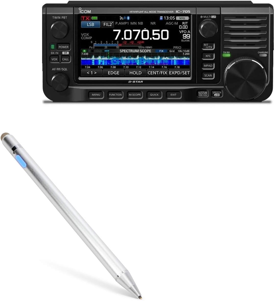 BoxWave Stylus Pen Compatible with Icom IC-705 - AccuPoint Active Stylus, Electronic Stylus with Ultra Fine Tip - Metallic Silver