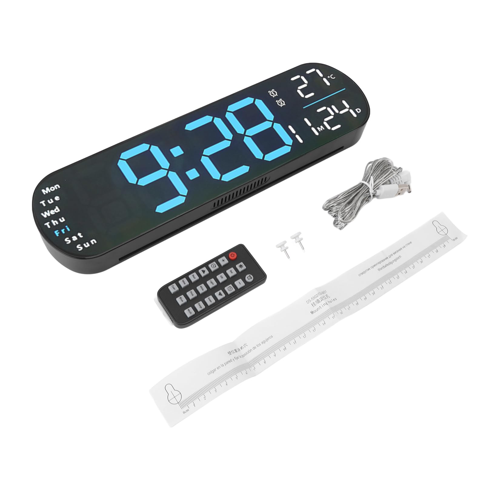 Orologio da Parete Digitale, Display LED da 13,78 Pollici (BLUE)
