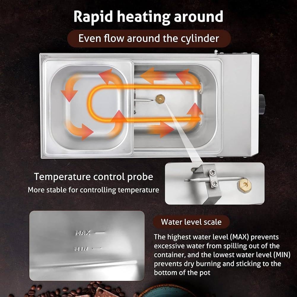 Machine à Tempérer Le Chocolat, Chauffe-Chocolat électrique Automatique, Pot De Fusion pour Liquide, Capacité De 6 L/9 L, 30-80 °c (86-176 °f), pour Usage Domestique Et Commercial 2Tanks