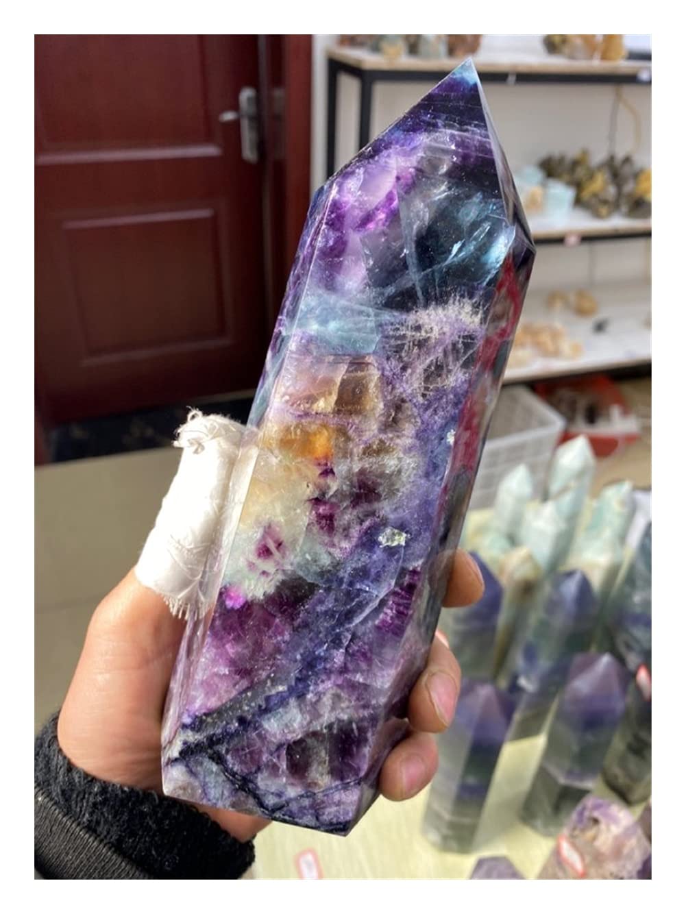 Zdrowie i gospodarstwo domowe naturalny kolor fluoryt kryształowa wieża naturalna kryształowa różdżka (rozmiar: 1300-1500 g)