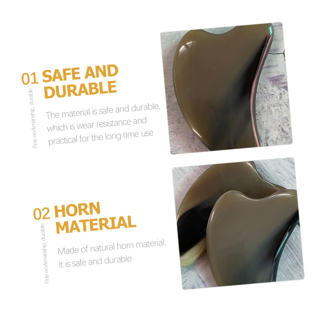 3piezas Tabla De Masaje Guasha De Cuerno Natural Herramienta Para Masaje Facial y Corporal Alivio De Fatiga y Circulación Sanguínea