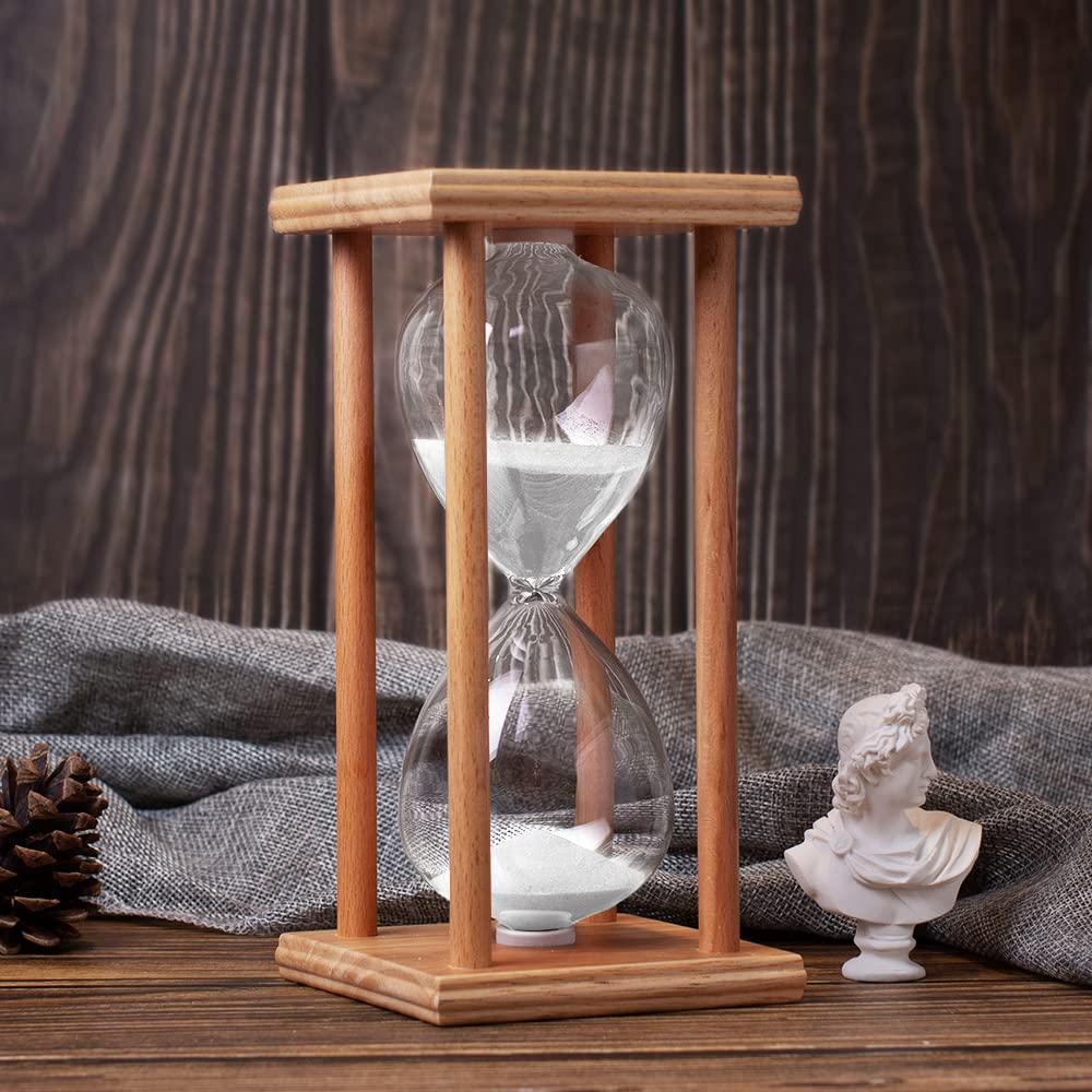 Sanduhr Aus Walnussholz – 60 Minuten, 22,9 Cm Hoch, Mit Glas, Timer & Deko