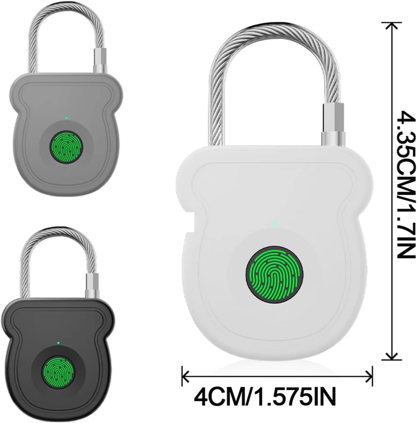 Smart Fingerprint Padlock Outdoor Luggage Fingerprint Lock Keyless USB Charging Door Lock 0.2sec Unlock Portable Anti-Theft Lock(Grey)