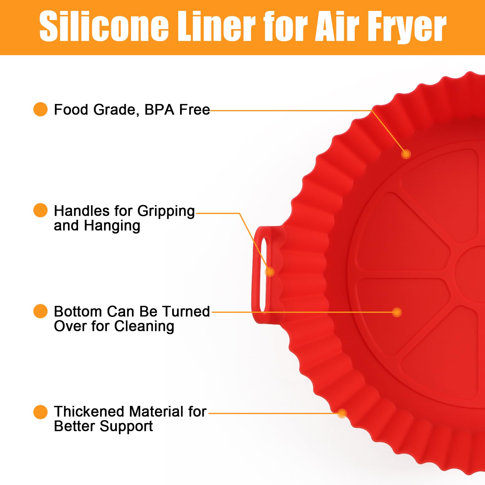 Air Fryer Liners - 4 Pack Reusable Silicone -3