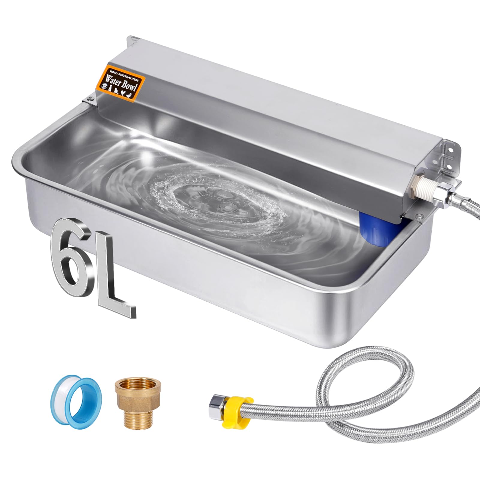 Automatic Drinking Bowl for Dogs 6L Stainless Steel with Drain Plug | Automatic Filling for Large Dogs, Cats, Chickens and Livestock