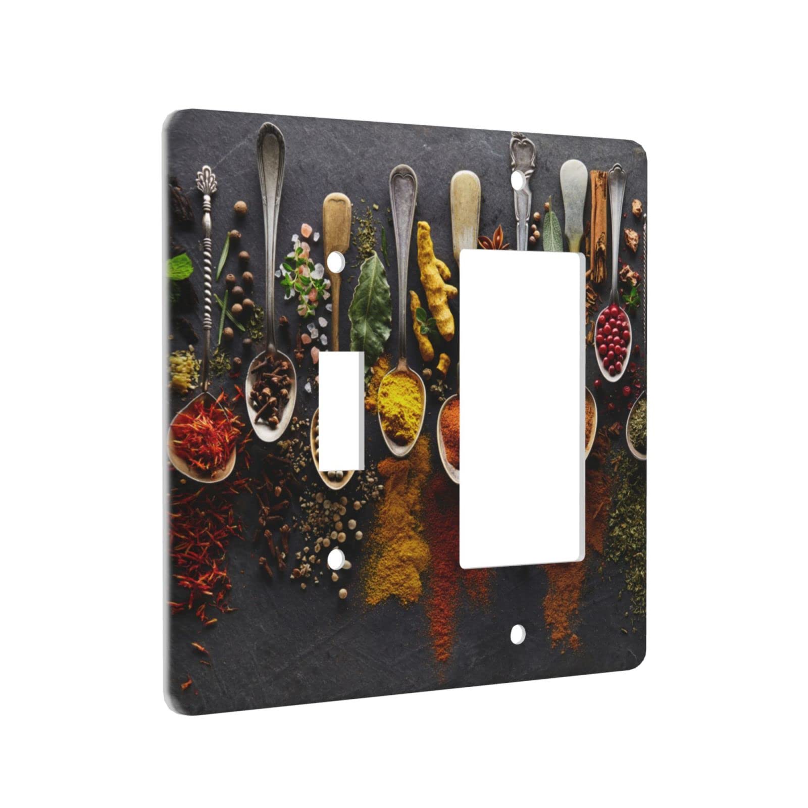 Wandplatte für die Küche, dekorativ, 1 Kippschalter, 1 Schalter, Abdeckung, 2-Gang, Dekorator, Wandplatte, Steckdose, Blende, 11,4 x 11,4 cm