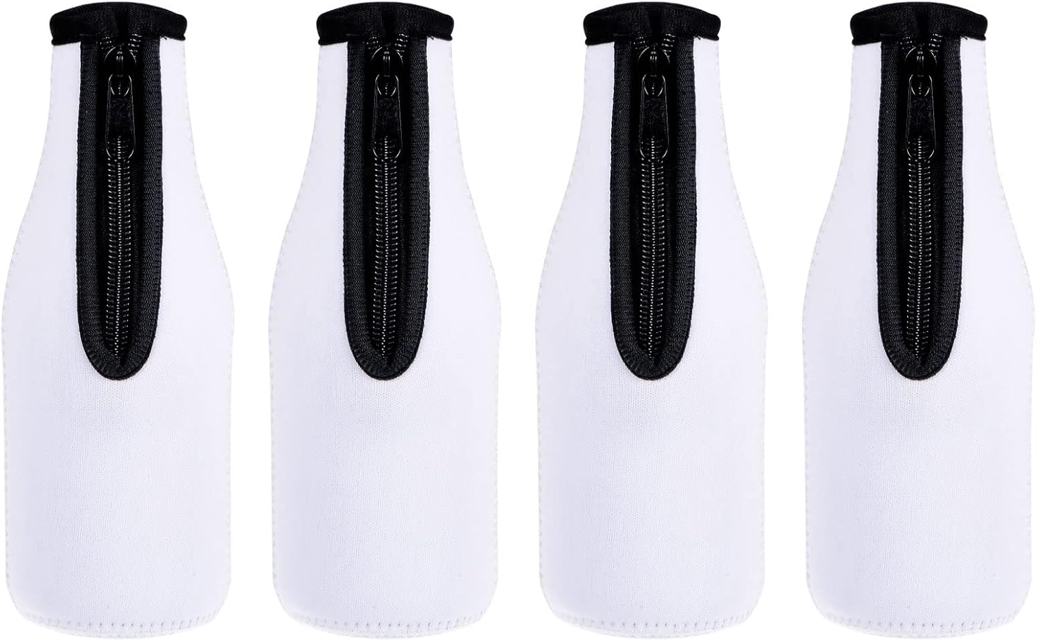 MECCANIXITY Beer Bottle Sleeves Cooler Insulator Collapsible Neoprene Covers with Zipper for 330ml to 350ml, Red Pack of 4