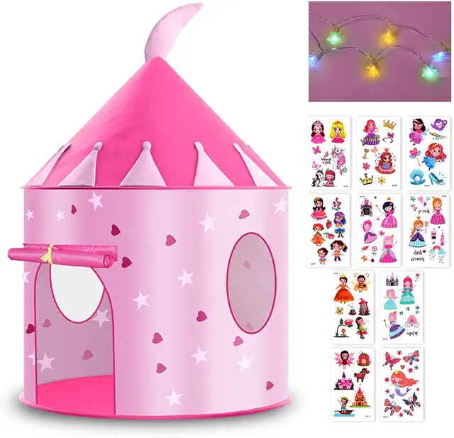 Tienda de Brincar Infantil con Luces LED y Tatuajes Temporales para Niñas