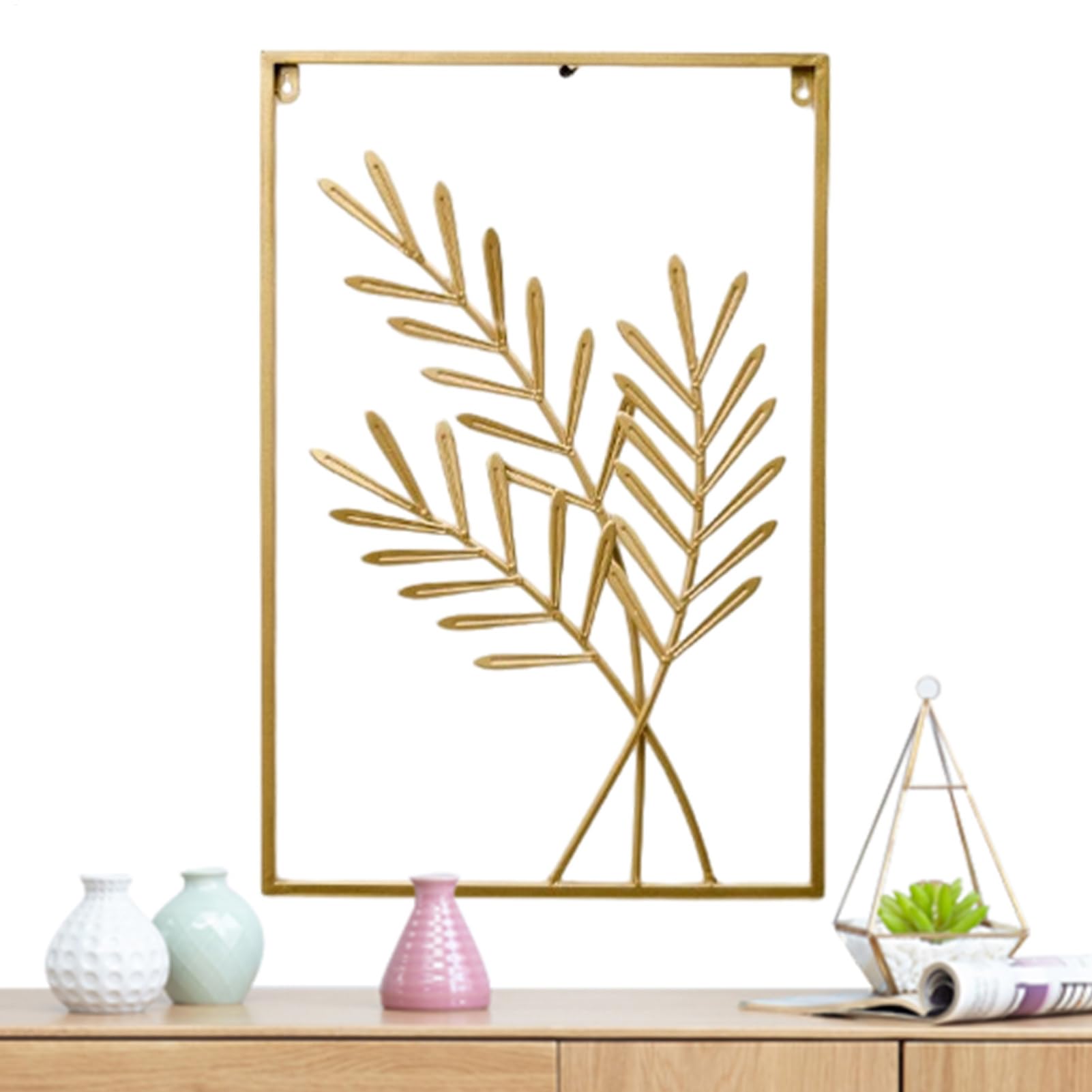 Arte Murale a Foglie Decorazione Interni Realistica | Decorazione Arte Murale Con Foglie Metalliche Per Camera Da In Stile Country, Soggiorno, Sala Da Pranzo, Ingresso E