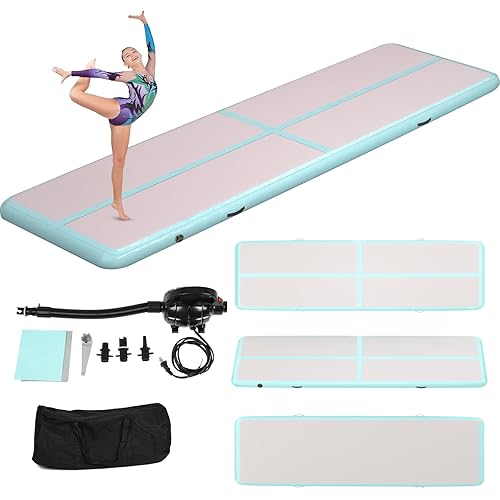 10 Ft Inflatable Air Gymnastics Mat 4 Inches Thick Tumbling mat with Electric Pump,Air Tumble Track Mat for Home Use/Training/Cheerleading/Park/Water/Yoga