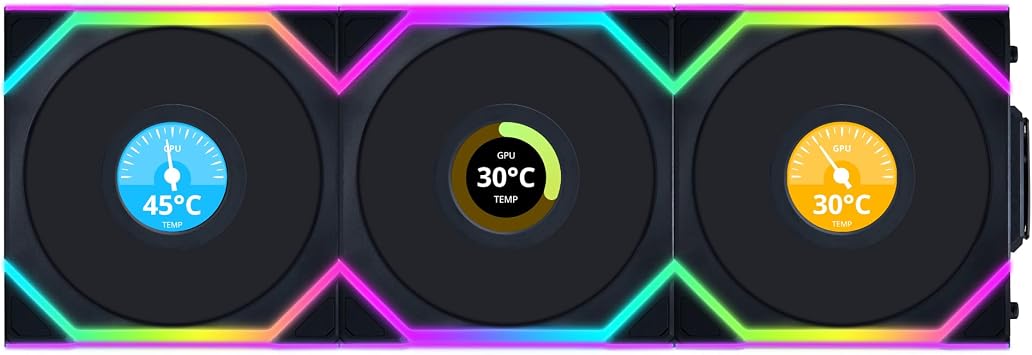 LIANLI 120mm ARGB Fan UNI FAN SL LCD Wireless 120 BK Triple Pack 1.6" LCD Screen 2.4GHz Wireless No Cable Management Needed FDB Side LED Strip UF-SL120-LCD-WLS-3B Japan Authorized Dealer