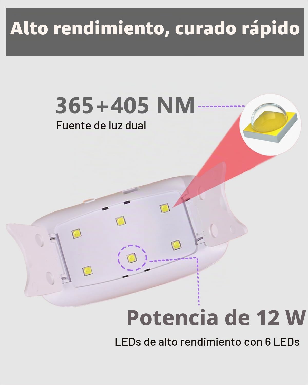Aokitec lámpara LED uñas de gel portátil USB secador 2 temporizadores
