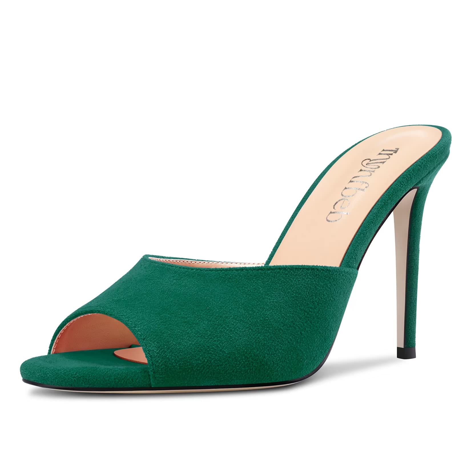 TNYNFBEB Women Stiletto High Heel Peep Open Toe Sandals Slingback Slip-on Wedding Office Cute Basic Classic 3.9 Inches Heels