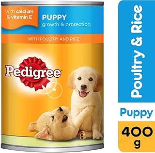 Pedigree Poultry and Rice, Wet Dog Food Puppy up to 12 Months, Can of 400 g