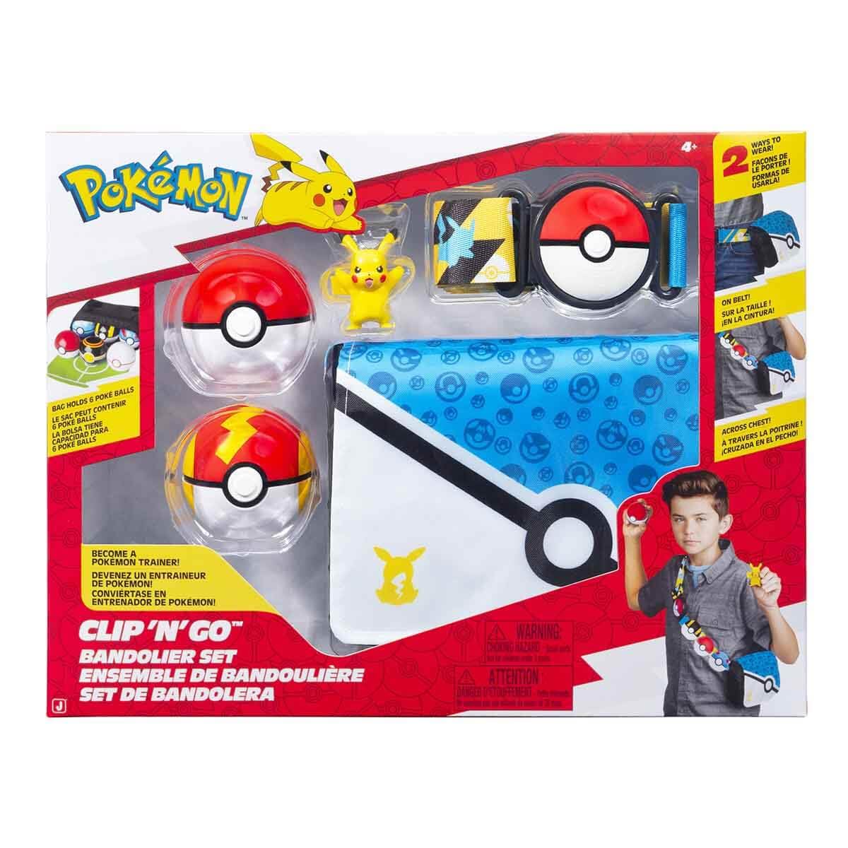 Pokémon Juego de canana Pikachu Clip ‘N’ Go Figura de acción Pikachu de 5 cm con Poké Ball y Bola Rápida así como cinturón y canana temáticos