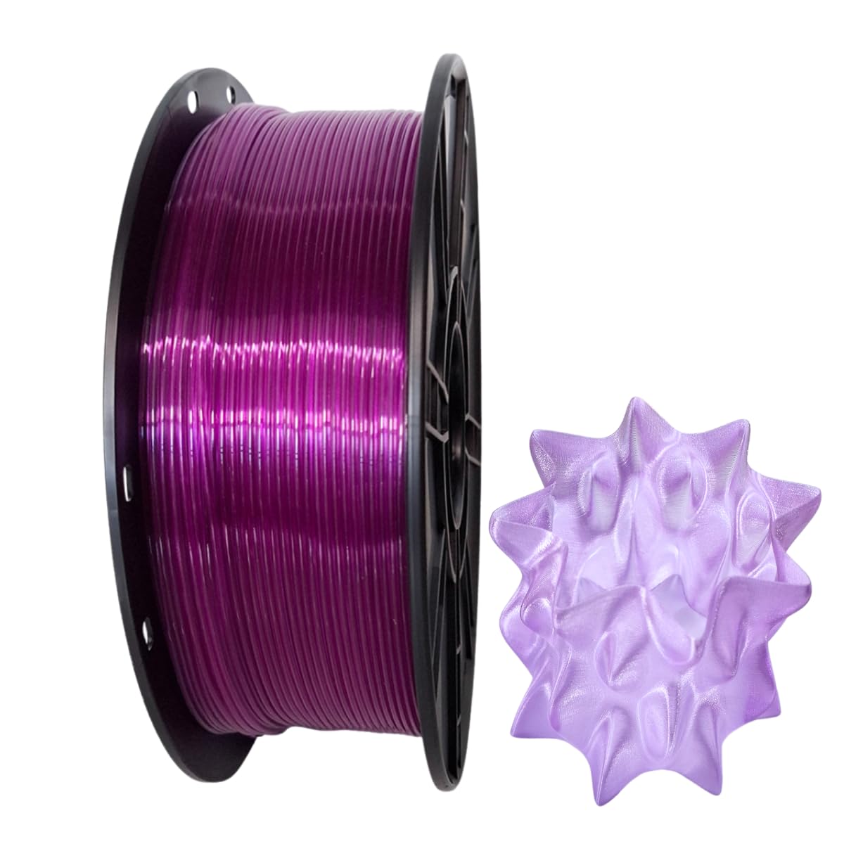 PETG Filament 1.75mm 1kg-Transparent Purple PETG 3D Printer Filament, Made with Food-Contact Compliant Raw Materials, High Speed Printing 60-500mm/s,
