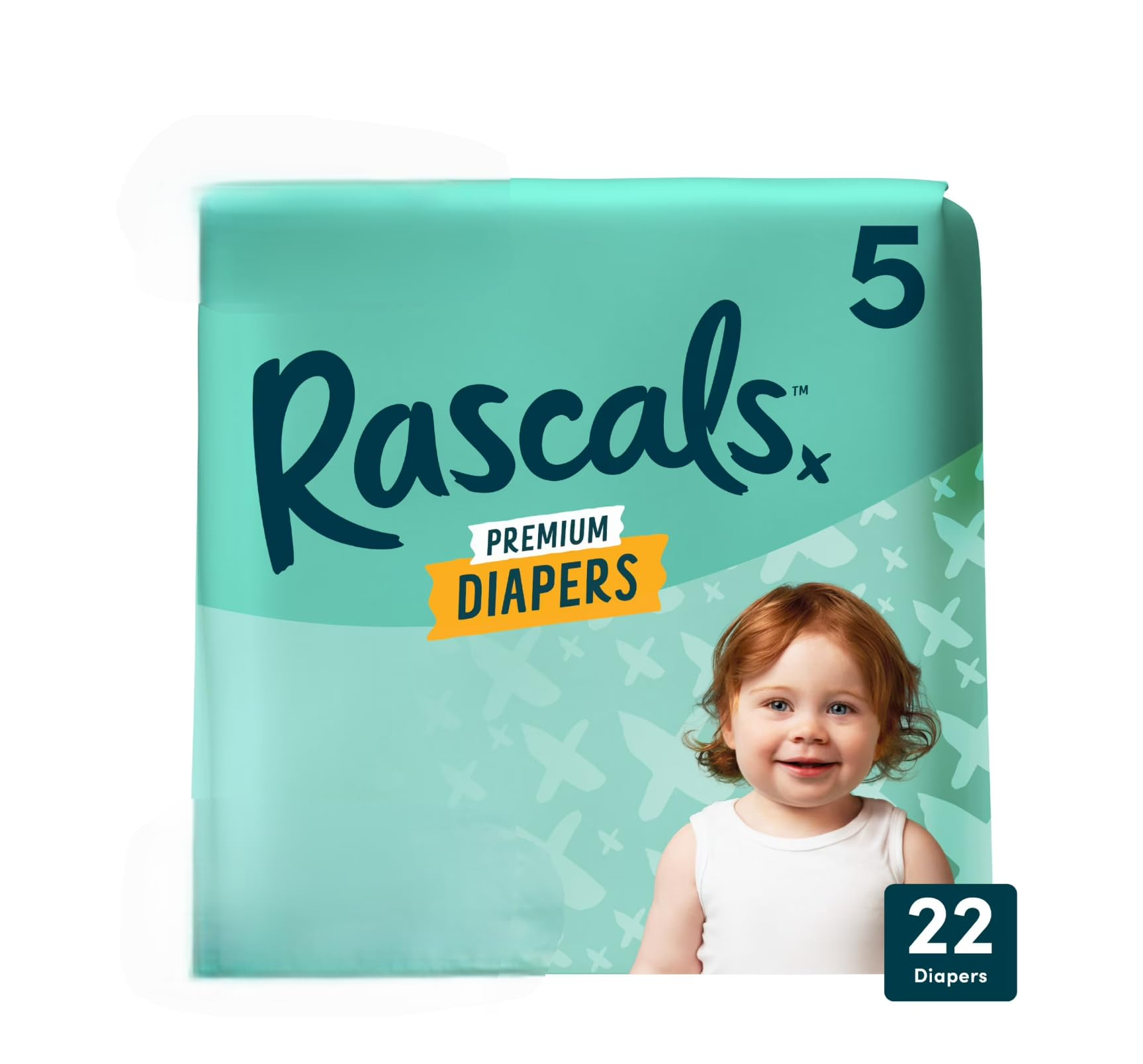 Rascals Premium Disposable Baby Diapers Size 5 I 22 Count I, Absorbent Core, Up to 12 Hours Leak Protection, Gentle on Skin, Secure Fit, Soft Comfort