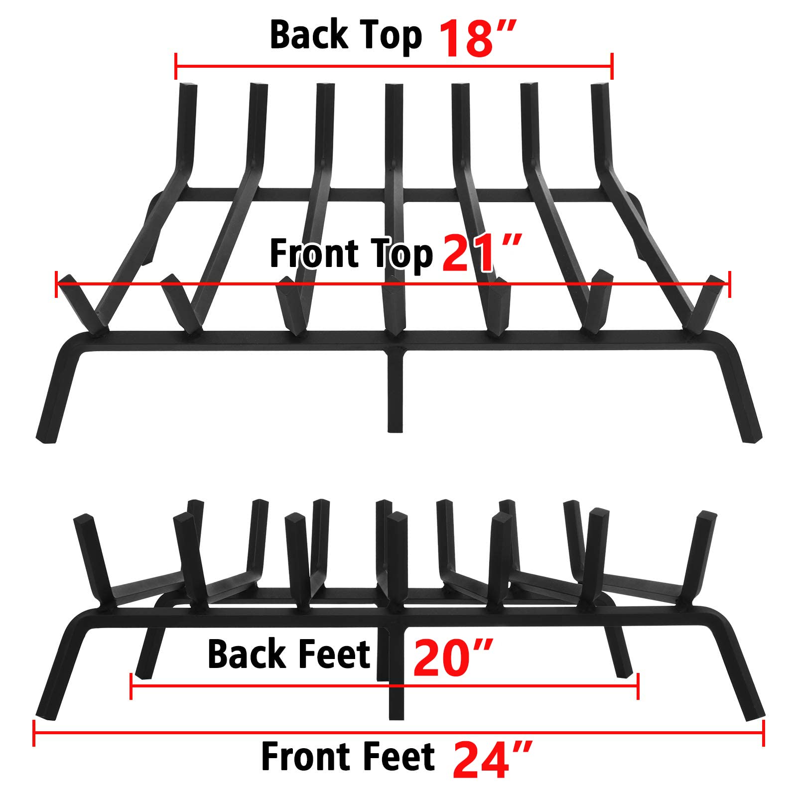 Buy Fireplace Grate 24 inch Heavy Duty Solid Steel Fireplace Log Holder