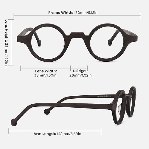 Miniatura 6 de Zeelool Gafas de bloqueo de luz azul redondas pequeñas vintage para hombres y mujeres gafas de acetato de grano de madera Arale FA0176, Fa0176-03