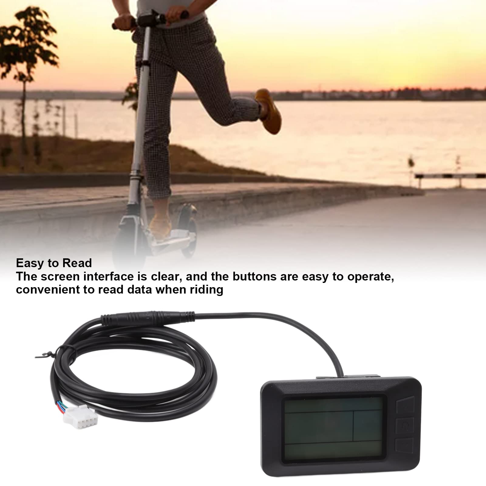 Display LCD per Bici Elettrica per Bici Elettrica Display LCD per Bici 24V 36V 48V Connettore a 5 Pin Tachimetro per Bicicletta Impermeabile per Controller KT