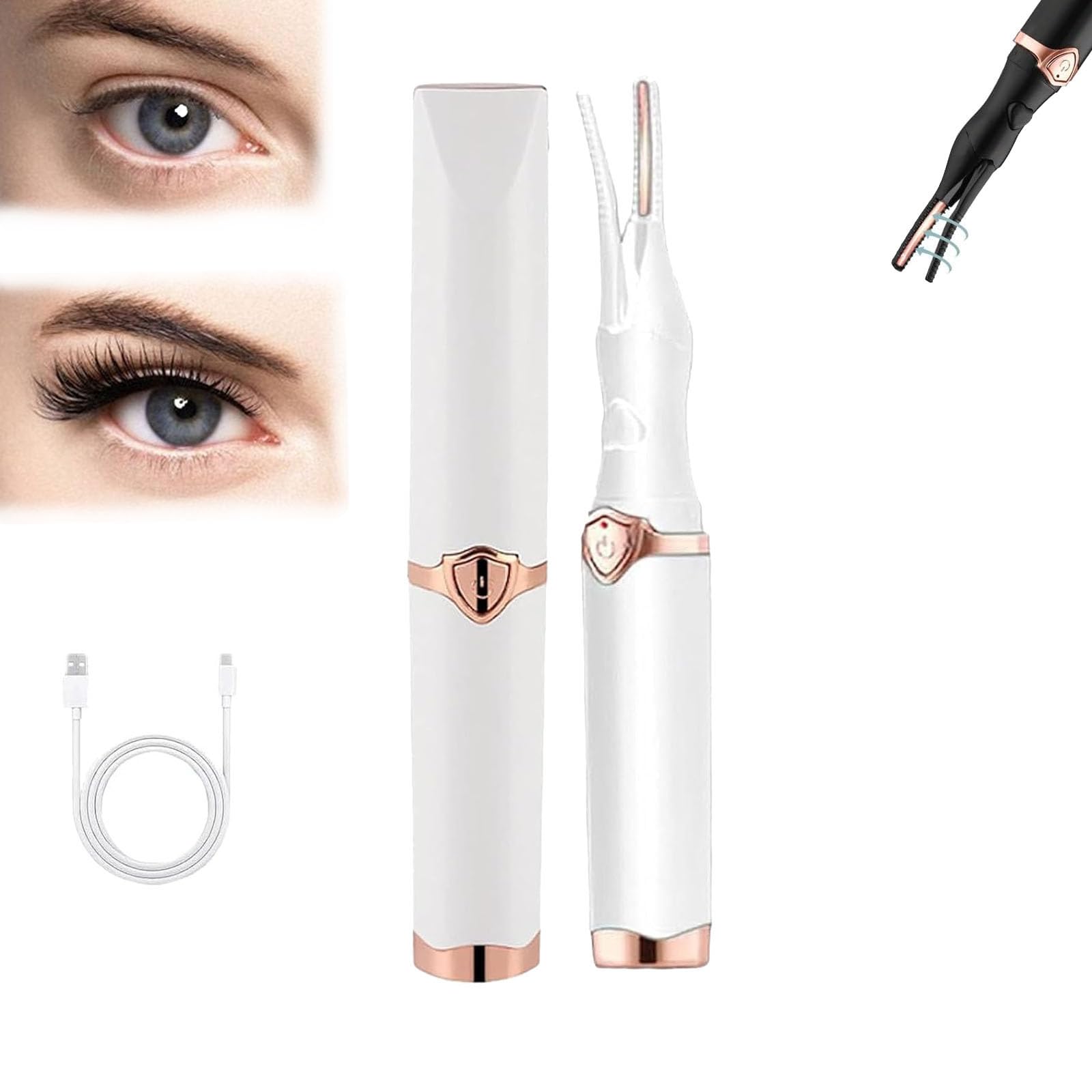 Eyelash Curler - Eyelash Curler, Heated Eyelashes Curle,Mini Electric Eyelashcurler, Portable,3 Temperature,10 Seconds Quick Heating,Anti-Scalding,