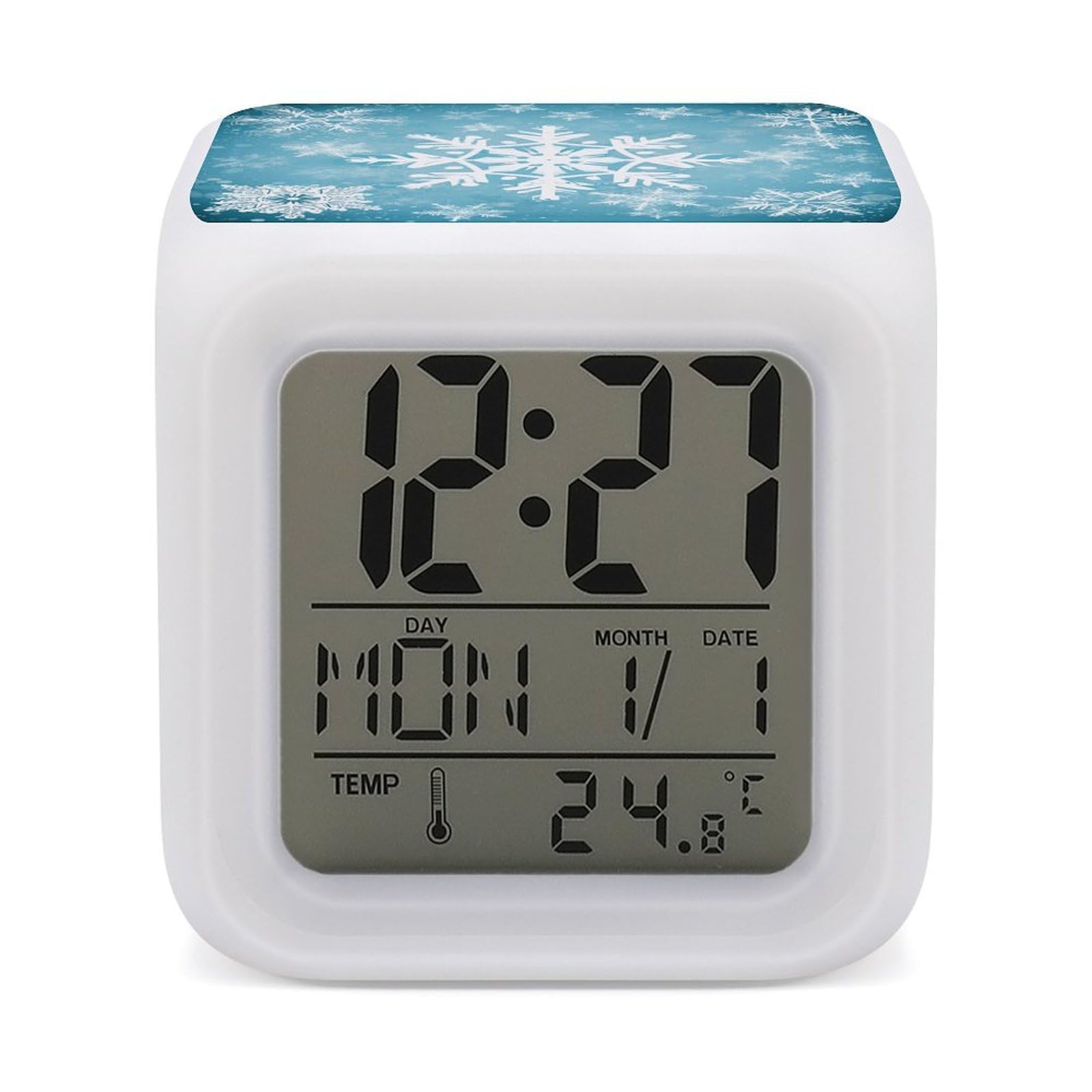 Despertador digital con pantalla LED de copo de nieve ideal como lámpara nocturna para niños