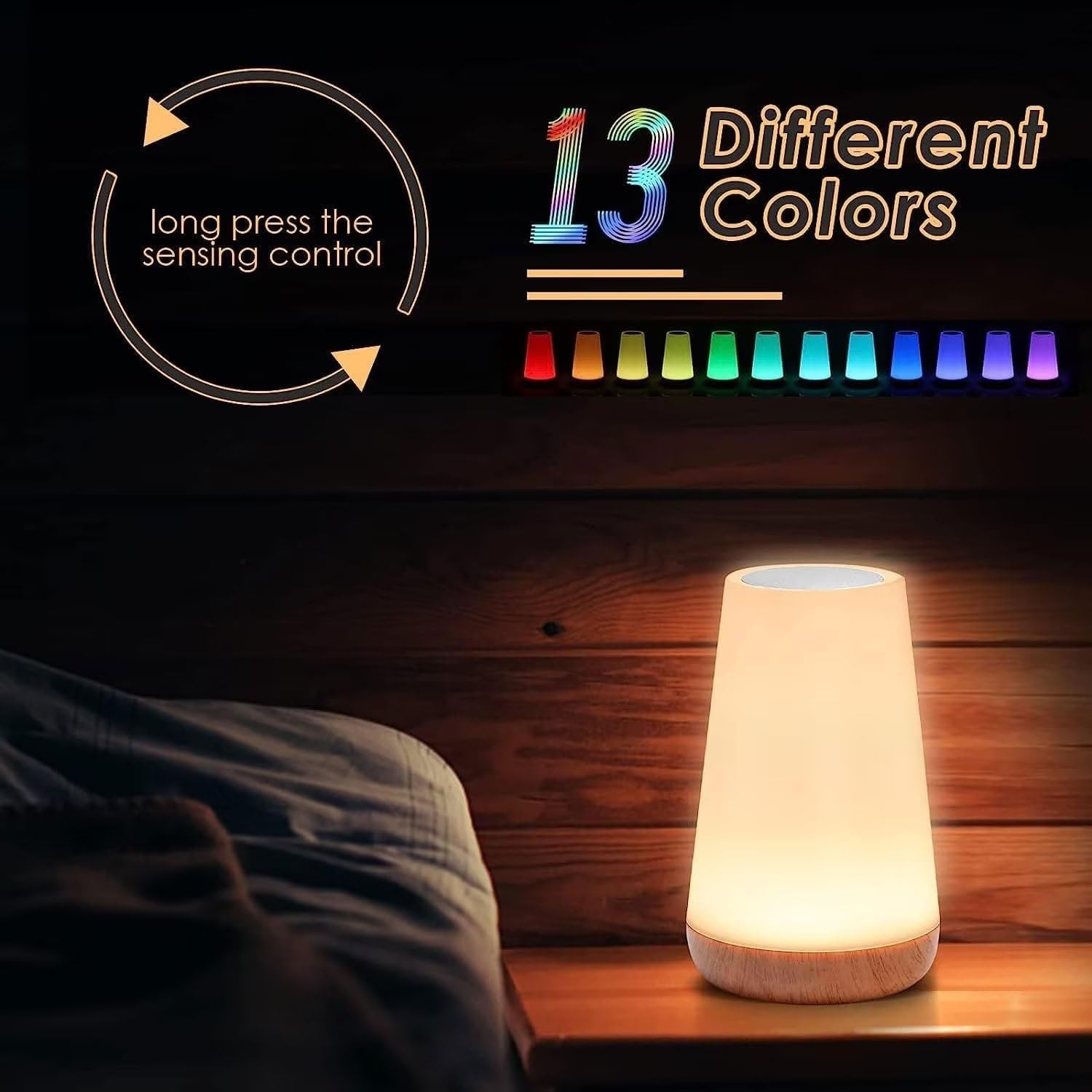 Luce Notturna, Lampada da Comodino Touch A LED, Luce Dimmerabile con Telecomando con Cambio Colore RGB, Ricaricabile Tramite USB, Lampada Portatile per Neonati, Bambini, Camera da Letto, So