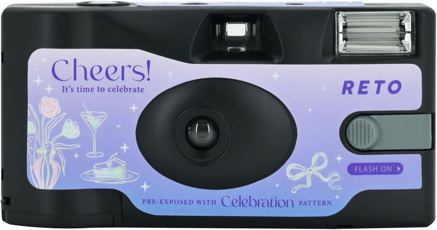 Retocolor Cheers 35mm Disposable Film Camera 27EXP, ISO400, Color Negative Film, Focus Free, Easy to Use, Built in Flash, Single Use (Film and Battery Included) (Cheers)