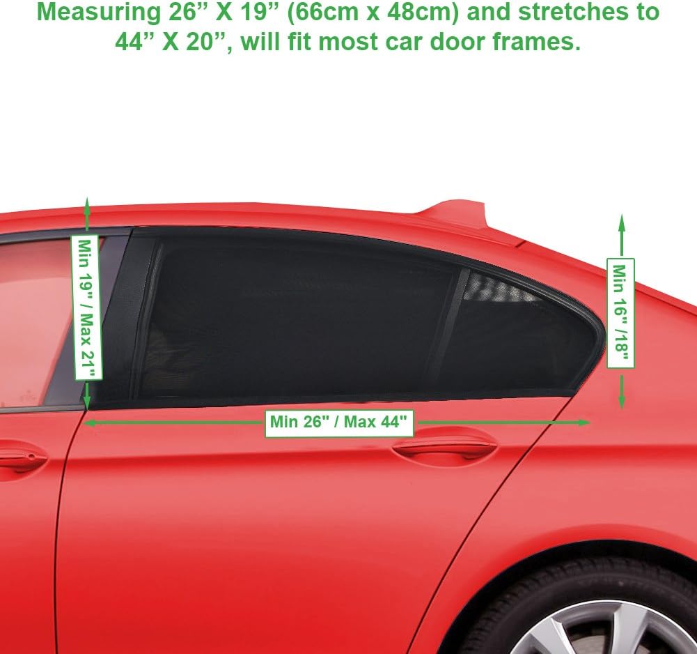 lebogner Side Window Sun Shade for Car Pack of 2 Premium Quality Large Baby Auto Sun Shield, Sun Protector, Blocking Over 98% of Harmful UV Rays, Protects Children and Pets from The Sun's Glare