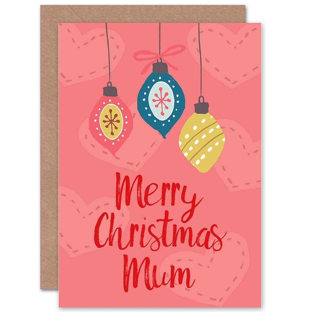 Wee Blue Coo CARD CHRISTMAS XMAS MUM MOTHER BAUBLES