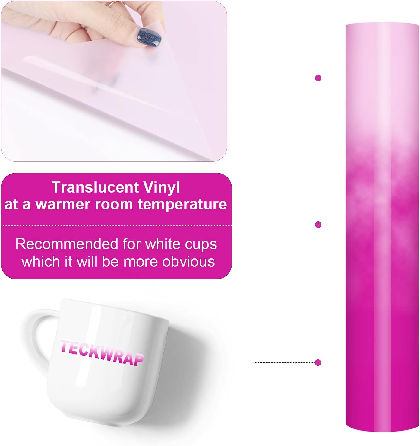 TECKWRAP Cold Color Changing Vinyl,Turns Bright Purple When Cold, Adhesive Vinyl for Craft Cutter, Stickers, Decals, 1ft x5ft