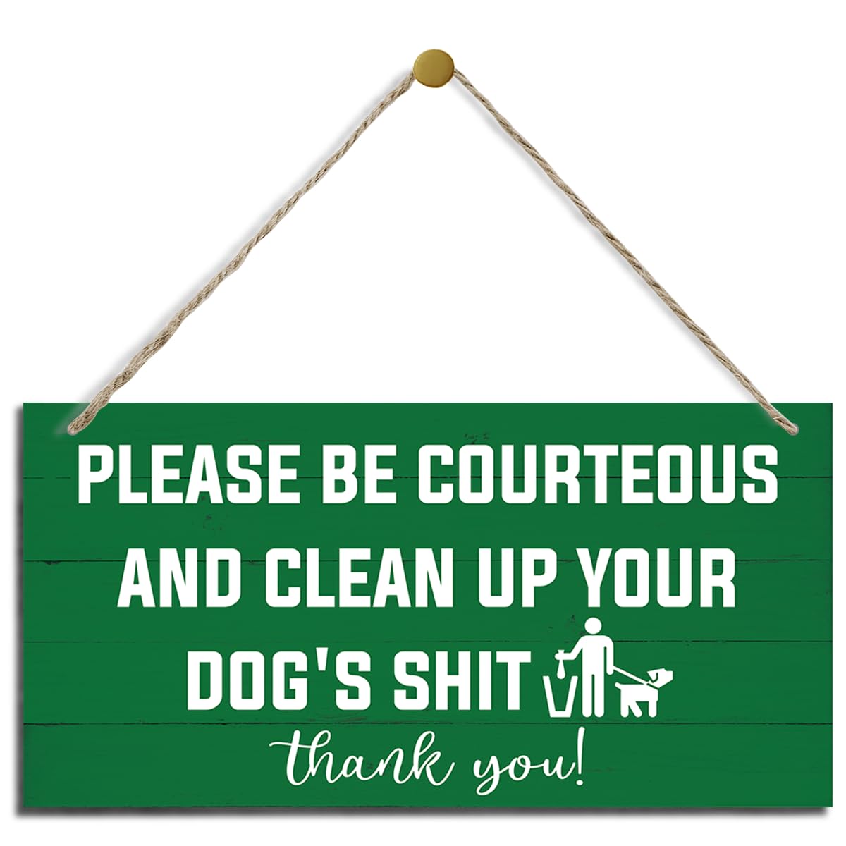 QTGTIR Funny Dog Lawn Sign, Wooden Wall Hanger, No Dog Poop Sign, White, Whimsical, Outdoor, Front Door, Warning, Small, Wood, Wall Mount-image-1