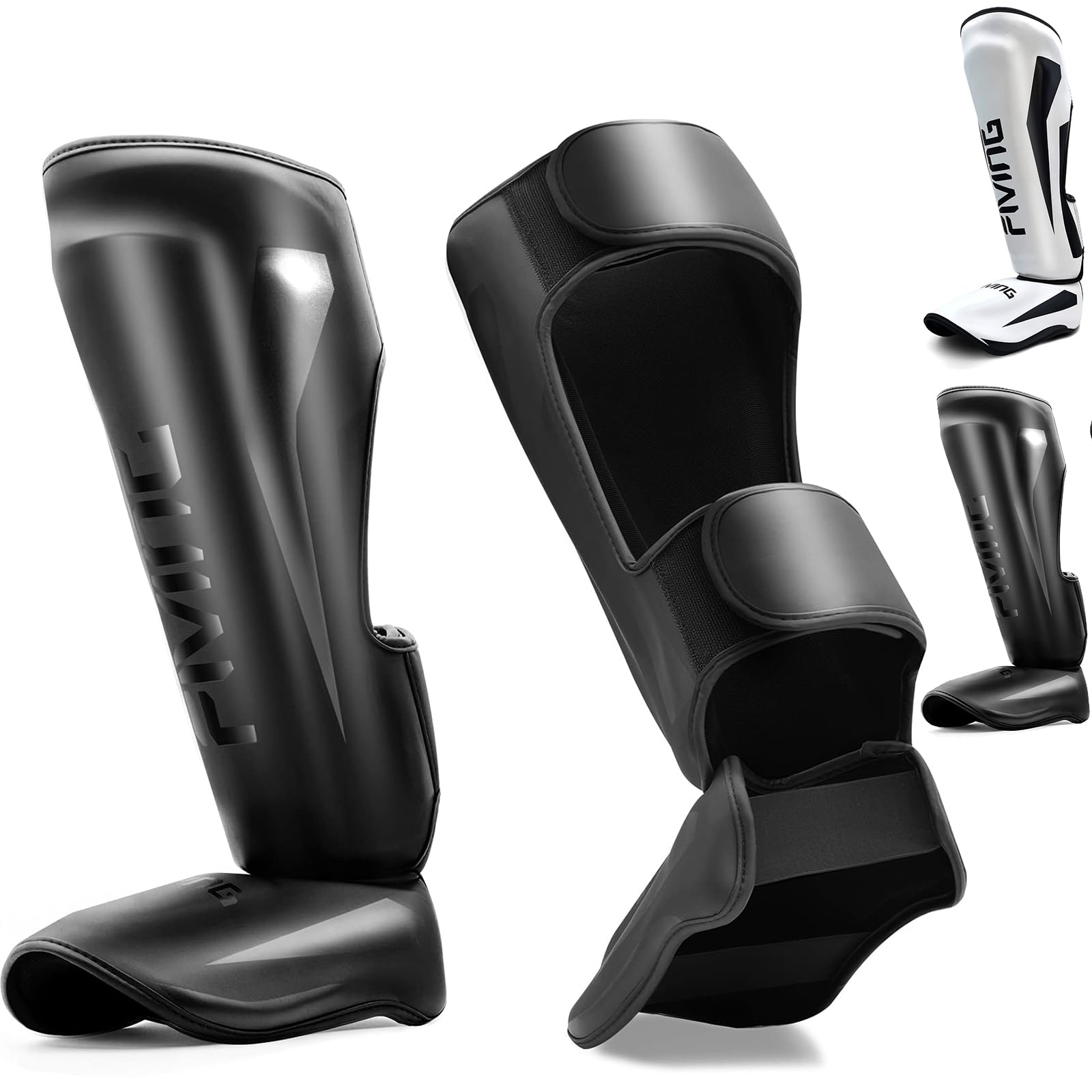 Homodoskey MMA Martial Arts Shin Guards – Padded, Adjustable Muay Thai Leg Guards with Instep Protection for Kickboxing/MMA Training and Sparring – Durable, Professional MMA Equipment