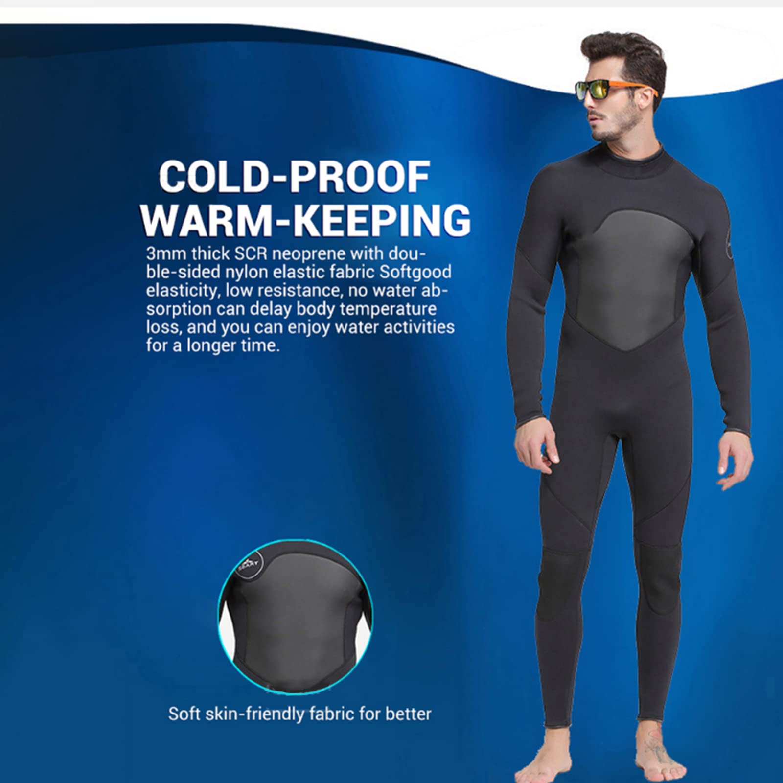3 Mm Neopren-Neoprenanzug für Herren Surf-Schwimm-Neoprenanzug Warmer und Super Elastischer, Verschleißfester Neoprenanzug zum Tauchen, Schnorcheln, Surfen, Kajakfahren