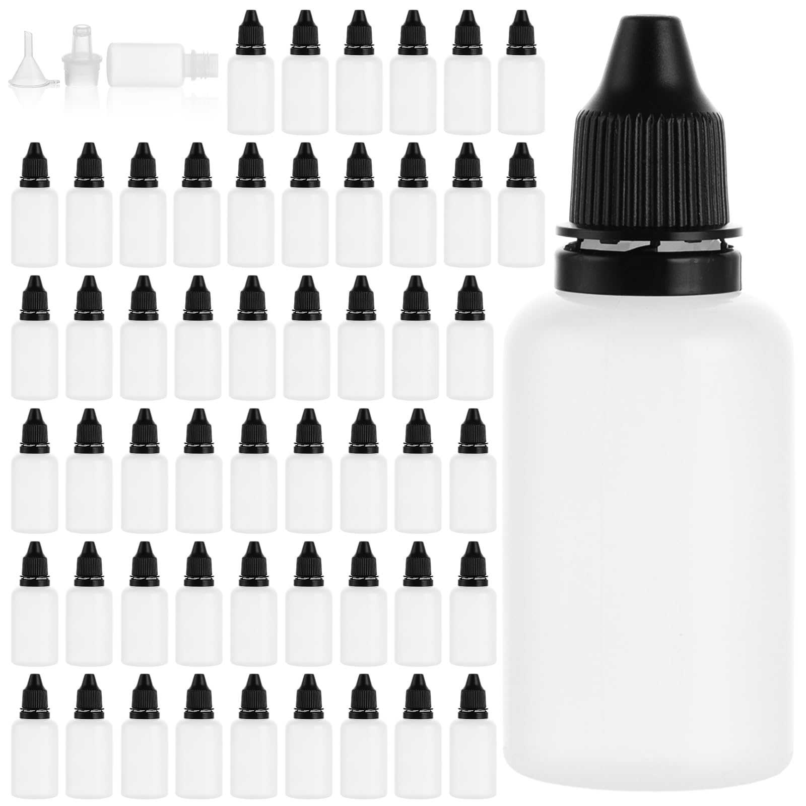 100 sztuk plastikowych butelek z kroplomierzem, 30 ml, puste butelki z kroplomierzem, elastyczne butelki na płyny do kosmetyków, olejków eterycznych, odczynników